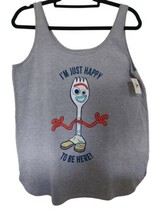 Disney Parks Forky Toy Story Gray Tank Top Women&#39;s Large Happy To Be Her... - £19.11 GBP