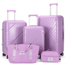 5 Piece Luggage Sets, PP Hardside Luggage Suitcase Set with Portable Tra... - $89.99