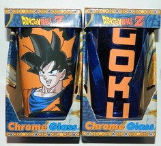 Dragon Ball Z Goku Smiling Image &amp; Name 2-Sided Chrome Pint Glass DBZ Anime NEW - £8.67 GBP