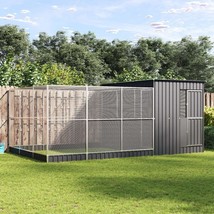 vidaXL Aviary Silver and Anthracite Galvanized steel Large Durable - $48,858.95 MXN