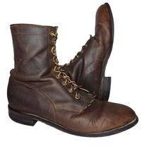 Vintage Justin Boots Mens Sz 11 Brown Leather Kiltie 545 Lace Up 38980 USA Made - £51.93 GBP