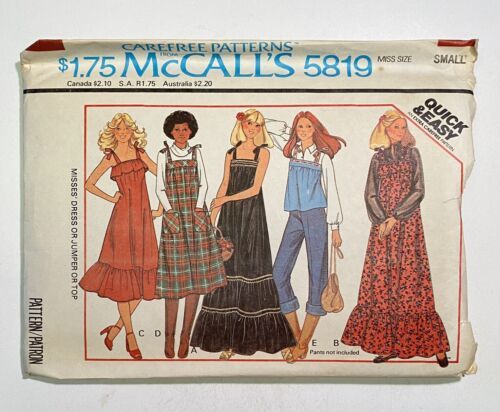 McCalls 5819 Peasant Ruffle Jumper Dress Top Small 10-12 Cottagecore Vintage - £11.49 GBP