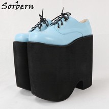 Green Punk Style Women Pumps Thick Platform Shoe Lace Up Lolita Shoes Custom Col - £243.77 GBP