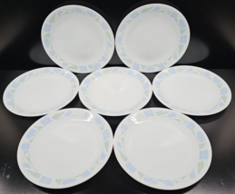 7 Corelle Friendship Luncheon Plate Set Corning Floral Blue Green Table ... - £54.41 GBP