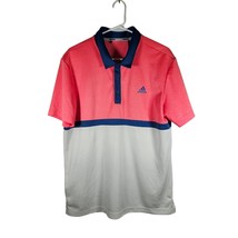 Adidas Men&#39;s Short Sleeve Polo Shirt Size Medium Blue Pink White Stripe ... - $29.09