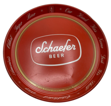 Vintage Schaefer Beer Tray 12” Red White Metal Lager Decor Advertisement... - $24.00