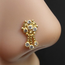 Ethnique Pendantes Indien Nez Bague Blanc Zircone Entortillé Piercing 22g - £12.01 GBP