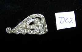 Art Deco Rhinestone Pot Metal Dress Clip w/Silver Plating-DC 2 - £14.61 GBP