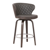 30" Brown Faux Leather And Iron Swivel Low Back Bar Height Bar Chair - $4,164.67 MXN