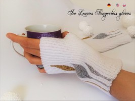 Crochet Fingerless Gloves * Pdf file pattern * Ice leaves * Women fingerless - £2.79 GBP