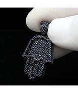 2Ct Lab Created Black Diamond Hamsa Pendant With 18&quot; Chain 14k Black Gol... - £158.97 GBP