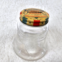 Nashs Mustard Figural Glass Jar Liberty Bell Hazel Atlas Coin Bank Vintage - $14.74