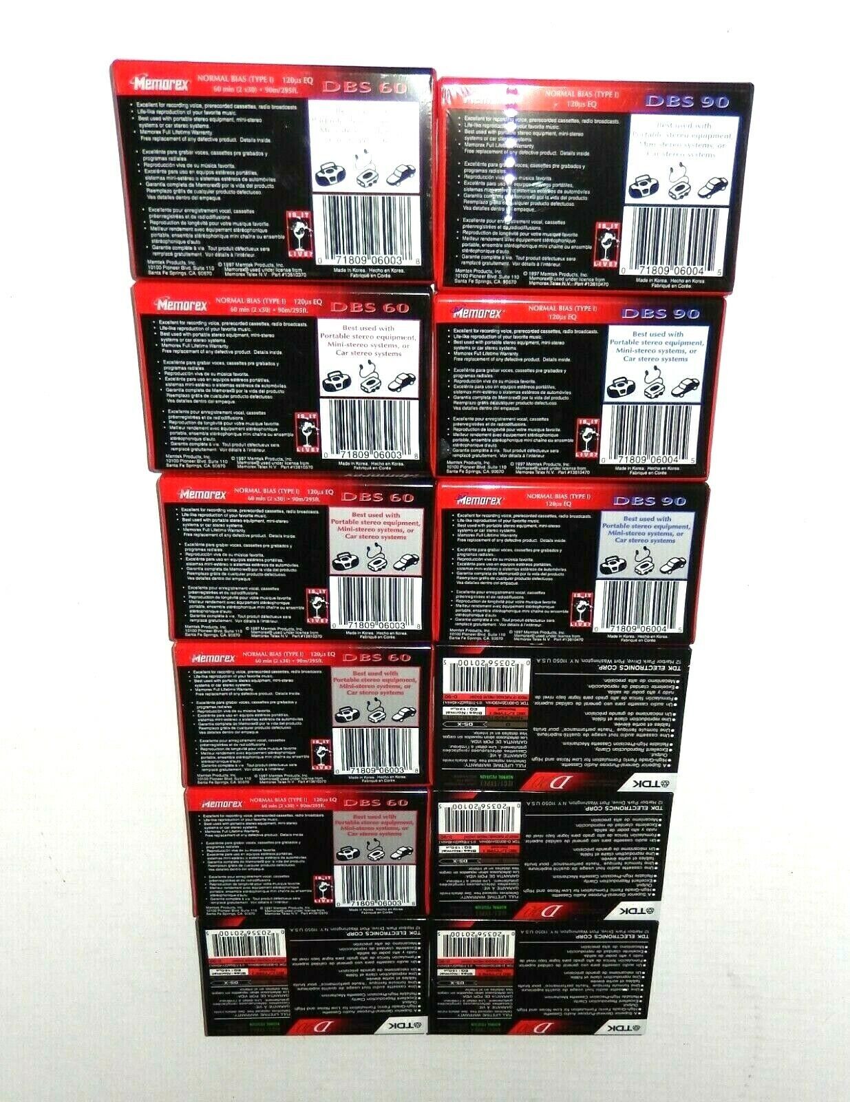 TDK D90 And Memorex DBS 60 And 90 Audio Cassette Tapes Lot Of 12 - $25.99