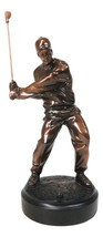 Pro Golfer Swinging Golf Club Bronze Electroplated Figurine With Pedesta... - $902.81 MXN
