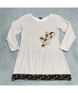 Yak n Yeti Velvet Dress Women&#39;s Floral Hem Long Sleeve Pullover - $33.90