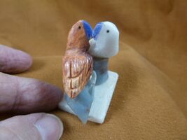 (Y-BIR-PA-485) pair of Parrots white + red love bird gemstone STONE Peru... - $15.00