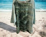 Bob Mackie Wearable Art Green/Blue Palm Leaf Print  3/4 Sleeve Tunic Top... - $45.53