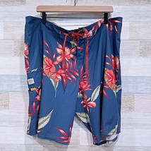 Quiksilver Waterman Tropical Floral Board Shorts Blue Pocket Swim Mens 38 - $29.69