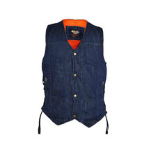 Vance Mens Blue Ten Pocket Denim Motorcycle Vest - $1,297.08 MXN