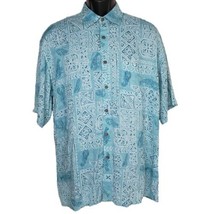 Campia Moda Mens Shirt Large Blue Lobsters Hawaiian Button Front Short Sleeves - £13.87 GBP