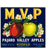 1940&#39;s APPLE FRUIT CRATE LABEL WATSONVILLE VINTAGE PAJARO VALLEY SANTA C... - £9.80 GBP