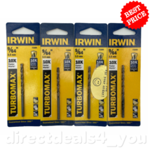 Irwin Turbomax Drill Bit Wood Plastic Steel Drilling 9/64 Inch Pack of 4 - £13.40 GBP