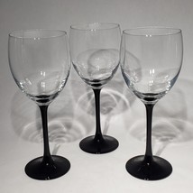 Set of 3 Luminarc France Black Stemmed Wine Glasses 8&quot; Black Tie Event 11 oz - £14.94 GBP