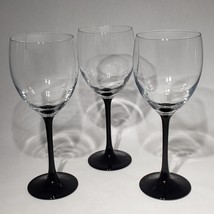 Set of 3 Luminarc France Black Stemmed Wine Glasses 8&quot; Black Tie Event 11 oz - £14.24 GBP