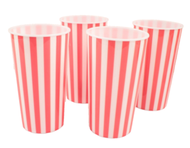 Pool Patio Heavy Plastic 16 Ounce Tumbler Cups Red Stripe 4 Pack - £11.17 GBP