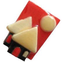 House Brooch Pins By Lucinda Brooch Red White Black Lucite Whimsy Kitsch... - $10.88