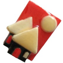 House Brooch Pins By Lucinda Brooch Red White Black Lucite Whimsy Kitsch Acrylic - £8.55 GBP