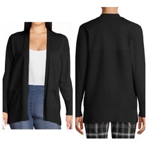 Time and Tru Women&#39;s Open Front Layering Black Cardigan Sweater Size Small - $13.82