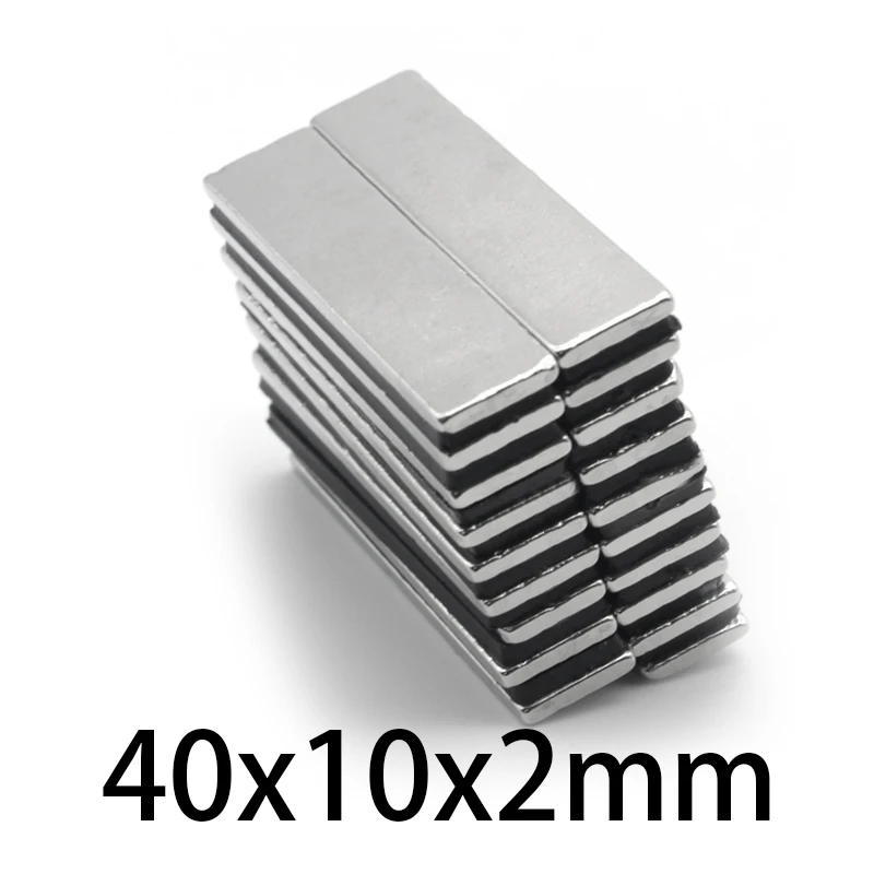Sporting 10-200 pcs 40mm x 10mm x 2mm 40x10x2 neodymium magnet cuboid rectangle  - £23.37 GBP