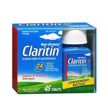 LOT OF 2 Claritin Allergy 24 Hour 10 mg - 45 Tablets EXP 04/2025 - $19.21