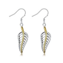 Doves Feather Earring in White Gold Plated - £19.97 GBP