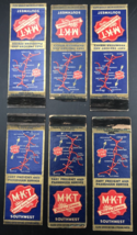 6 VTG Missouri Kansas Texas MKT Katy Railroad Southwest Matchbook Covers w/ Map - £9.48 GBP