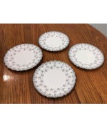 4 Spode Fleur de Lys Grey Platinum Trim Bread &amp; Butter / Dessert Plates - $67.62