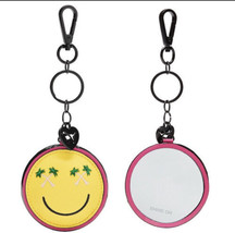 Victoria’s Secret PINK Yellow Happy Smiley Face Emoji Mirror Keychain Ba... - $10.89