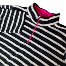 Woman Within 1/4 Zip Fleece Pull Over Size 26/28 2X Black White Striped ... - $35.64