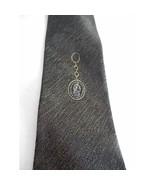 Vintage MCM Black Gold Roman coin Tie necktie Estate Find - $118.85 MXN
