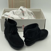 Minnetonka Child Kids Fringe Back Zip Black Bootie  boots Size 7 NIB - £15.32 GBP