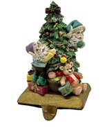 Vintage Hand Painted Stocking Holder Christmas Decor Elves Tree Presents - $23.36