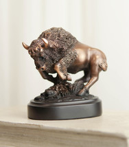 Ebros Western Charging American Bison Small Bronze Patinated Resin Statue - $20.49