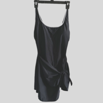 Women&#39;s Black Crochet Trim Swimsuit Bathing Built In Cover Up Size Medium - $22.94
