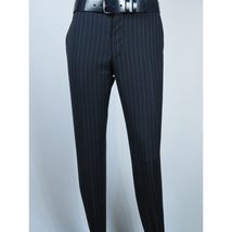 Men Suit BERLUSCONI Italian Wool 180's Pin Stripe One Button Peak UGS95-01 Navy image 9