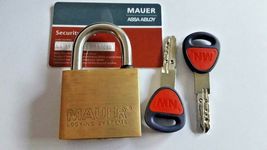 MAUER 185.005 NW4 High Security Brass Padlock With 2 keys And ID Card - £80.73 GBP