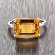 Natural Citrine Diamond Ring 6.5 14k W Gold 7.01 TCW Certified $3,950 310630 - £1,341.74 GBP