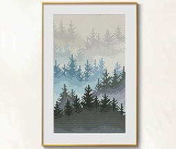 Forest Cross Stitch Blackwork pattern pdf - Woods Embroidery blackwork c... - $7.99