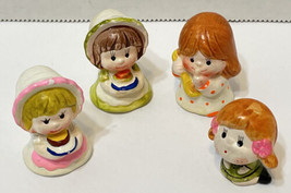 Vintage Miniature Ceramic Little Girl Figurines 1.5 inches Hand Painted Lot of 4 - £12.85 GBP