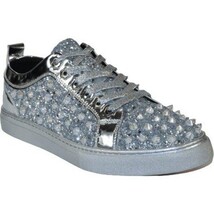 Mens Fancy Shoes By FIESSO AURELIO GARCIA, Spikes Rhine stones 2413 Silver image 4